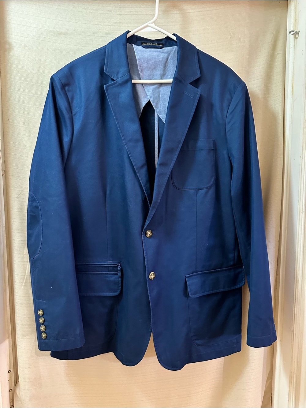 L.L.Bean Men’s XL Navy Utility Sport Coat Blazer Elbow Patches Zip Pockets